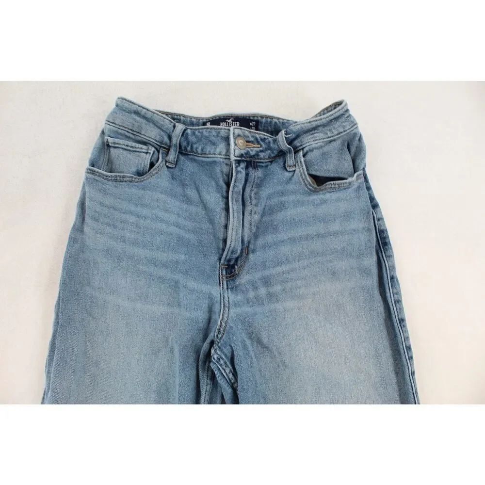 Hollister Women’s 5R Ultra High Rise Dad Jeans 27x31 Light Wash Cargo Utility - Picture 2 of 11